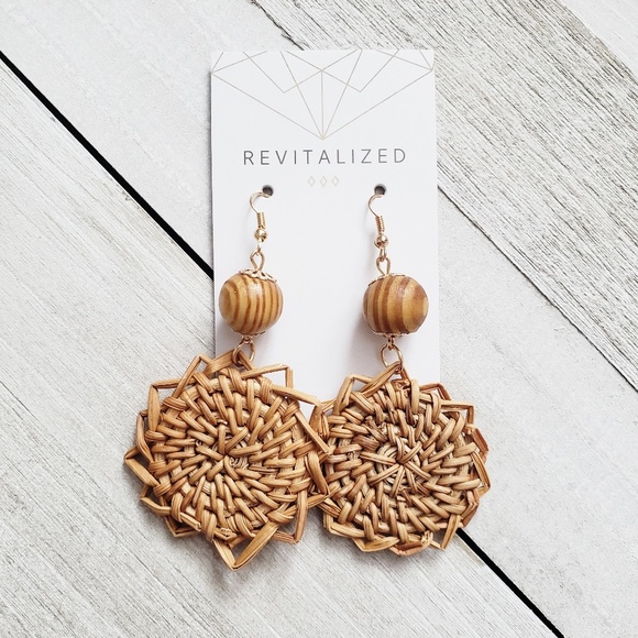 revitalized Jewelry - revitalized 》Wood Wicker Rattan Earrings